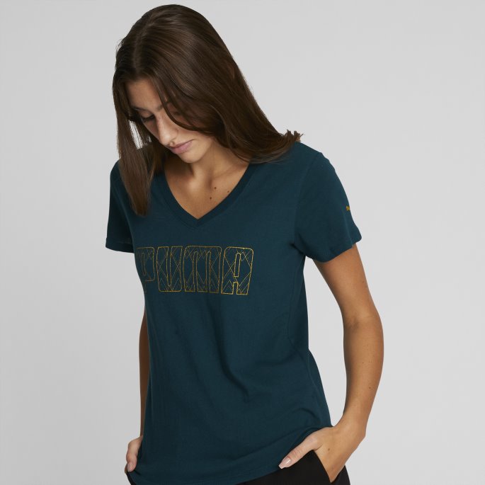 Marineblå Deco Glam Logo-t-skjorte For Kvinner Puma På Salg
