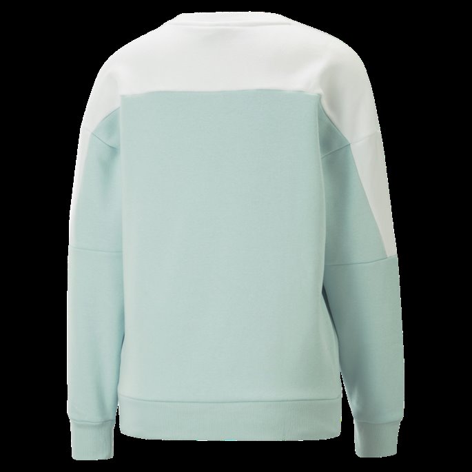 Rundt Blokken Sweatshirt Med Rund Hals For Kvinner Lys Aqua-hvit Puma På Tilbud