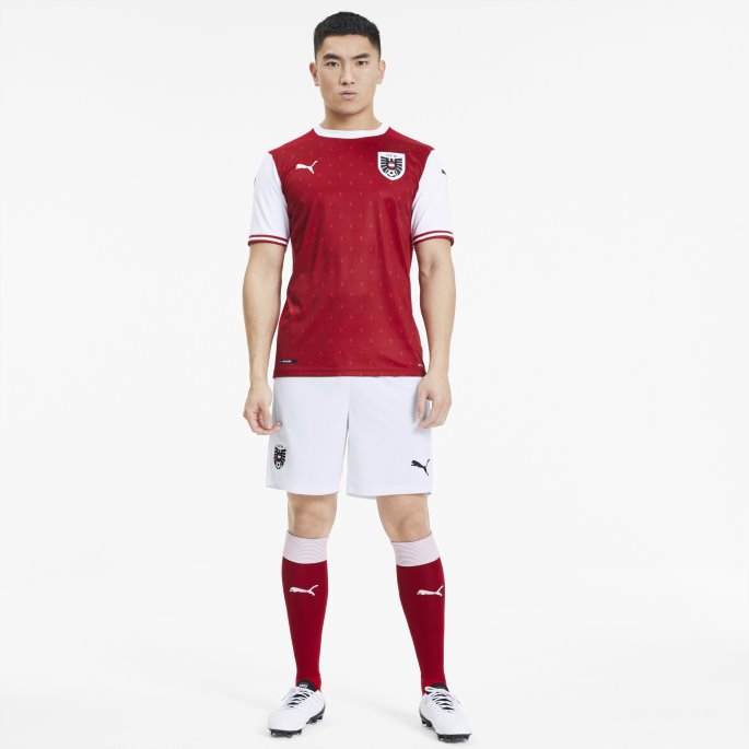 Puma På Tilbud Austria Home Replica Herreshorts Hvit-rød-svart