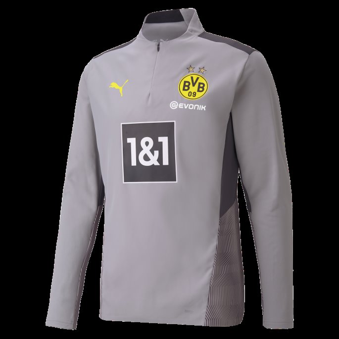Kalkstein-asfalt Puma På Salg Bvb Pro Quarter-zip Trening Herrefotball Topp