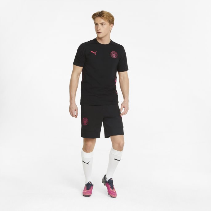 Bomull Svart Rødbeter Lilla Puma På Salg Mann City Casuals Herre Fotball Svette Shorts