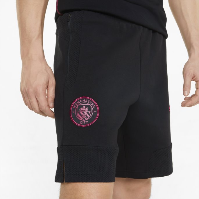 Bomull Svart Rødbeter Lilla Puma På Salg Mann City Casuals Herre Fotball Svette Shorts
