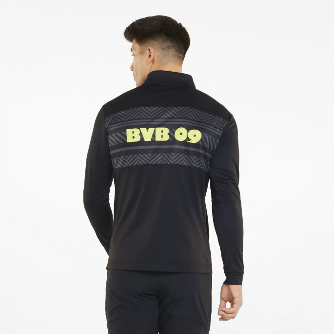 Puma På Tilbud Svart-safety Gul Bvb Prematch Quarter-zip Herrefotball Topp