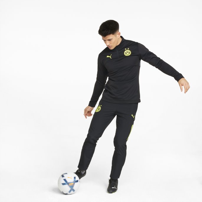 Puma På Tilbud Svart-safety Gul Bvb Prematch Quarter-zip Herrefotball Topp
