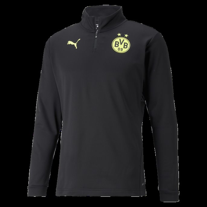 Puma På Tilbud Svart-safety Gul Bvb Prematch Quarter-zip Herrefotball Topp