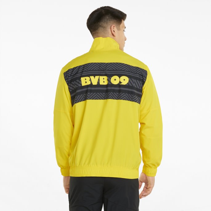 Bvb Prematch Herre Fotballjakke Puma På Tilbud Cyber Gul-svart