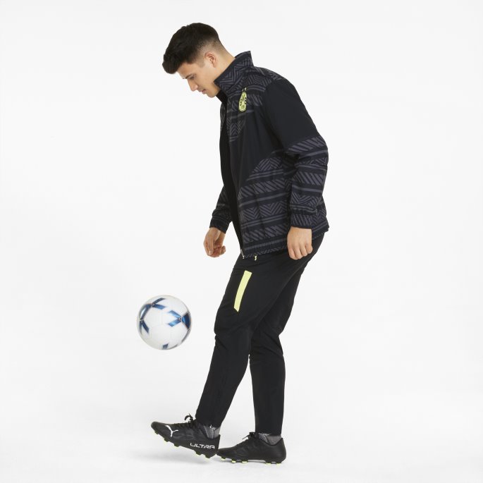 Puma På Tilbud Svart-safety Gul Bvb Prematch Herrefotballjakke