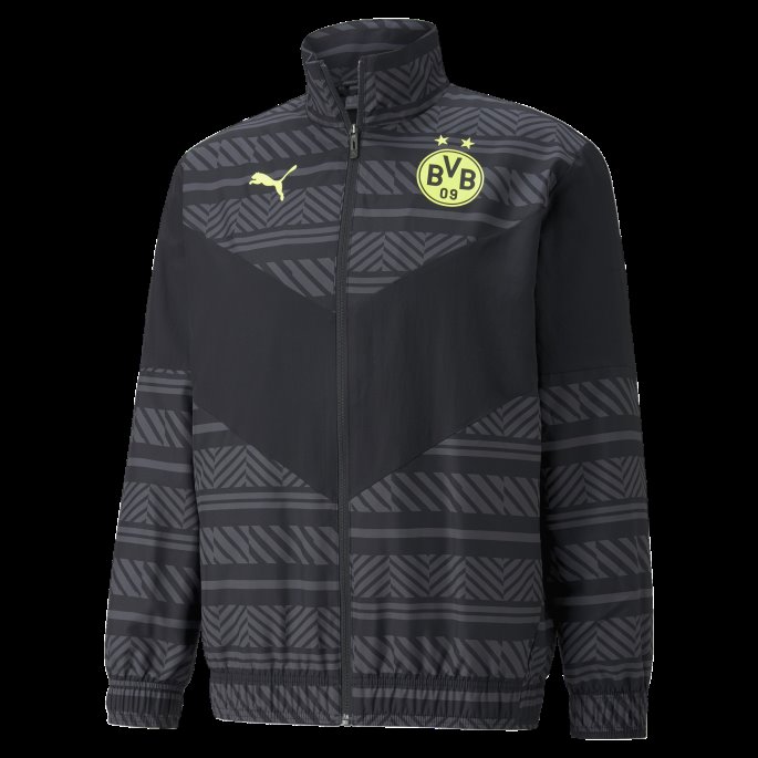 Puma På Tilbud Svart-safety Gul Bvb Prematch Fotballjakke For Menn