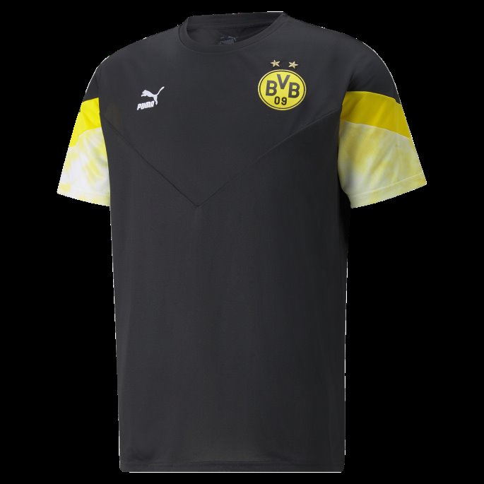 Puma På Tilbud Bvb Iconic Mcs Fotball-t-skjorte For Menn Svart-cyber Gul