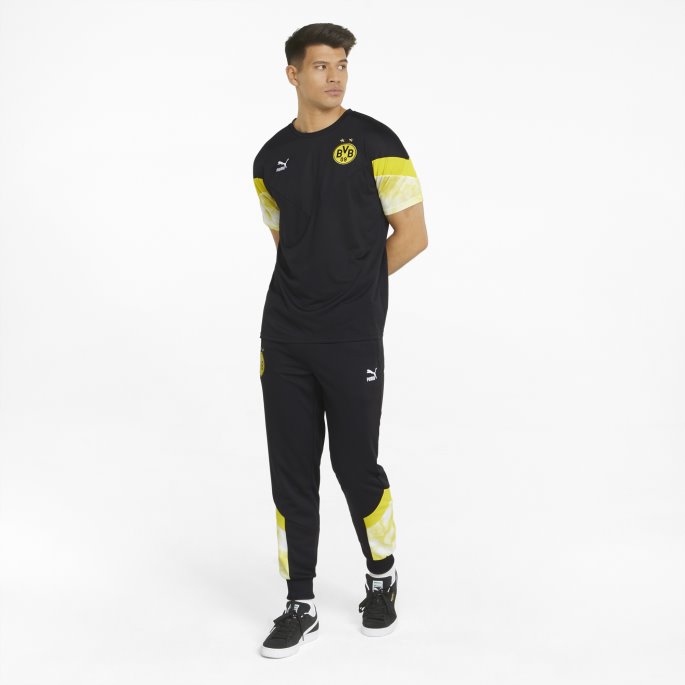Svart-cyber Gul Puma På Salg Bvb Ikoniske Mcs Mesh Fotballbukser For Menn