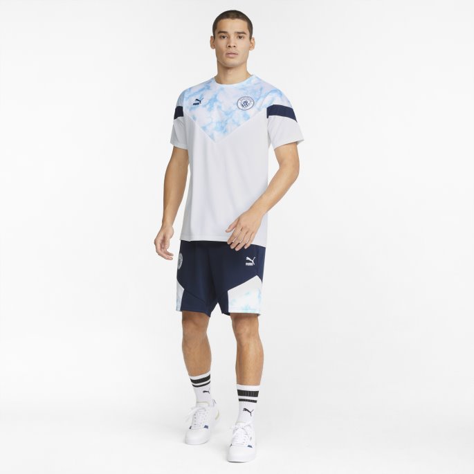 White-team Lyseblå Mann City Iconic Mcs Fotball T-skjorte For Menn Puma På Salg
