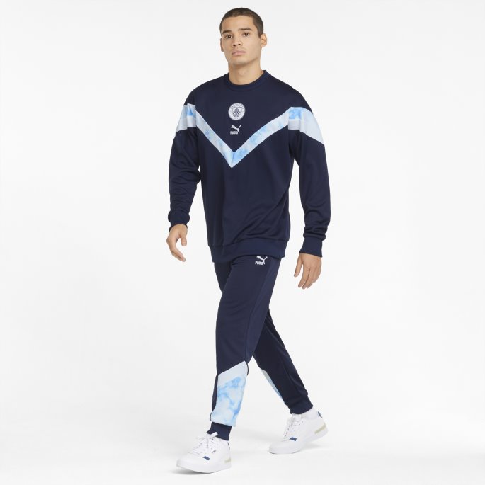 Peacoat-white Man City Ikoniske Mcs Crew Fotballgenser For Menn Puma På Salg