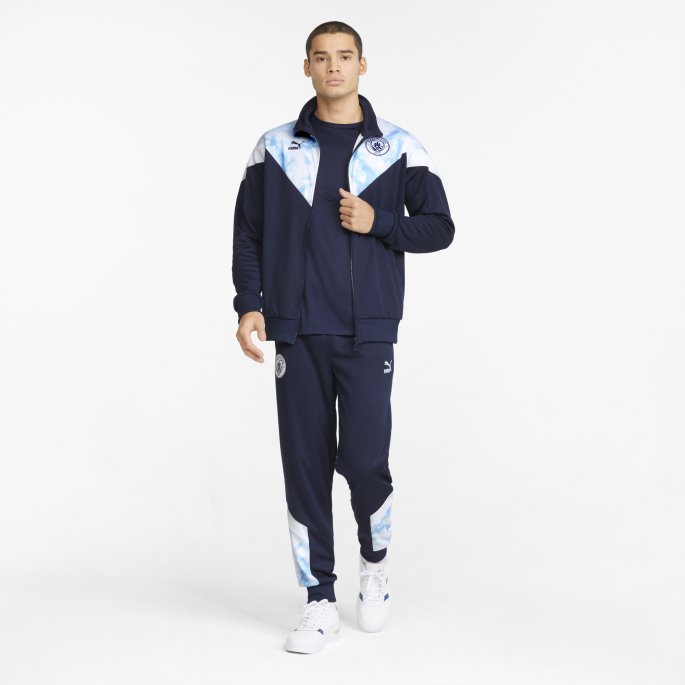 Puma På Tilbud Mann City Iconic Mcs Fotballbanejakke For Menn Peacoat-hvit
