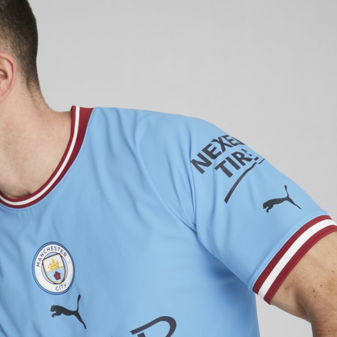 Puma På Salg Team Lys Blå-intens Rød Manchester City F.c. Hjemme 22-23 Autentiske Jersey Menn