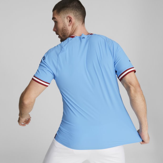 Puma På Salg Team Lys Blå-intens Rød Manchester City F.c. Hjemme 22-23 Autentiske Jersey Menn
