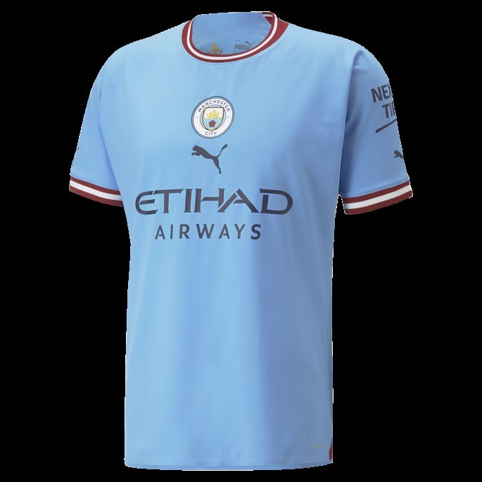 Puma På Salg Team Lys Blå-intens Rød Manchester City F.c. Hjemme 22-23 Autentiske Jersey Menn