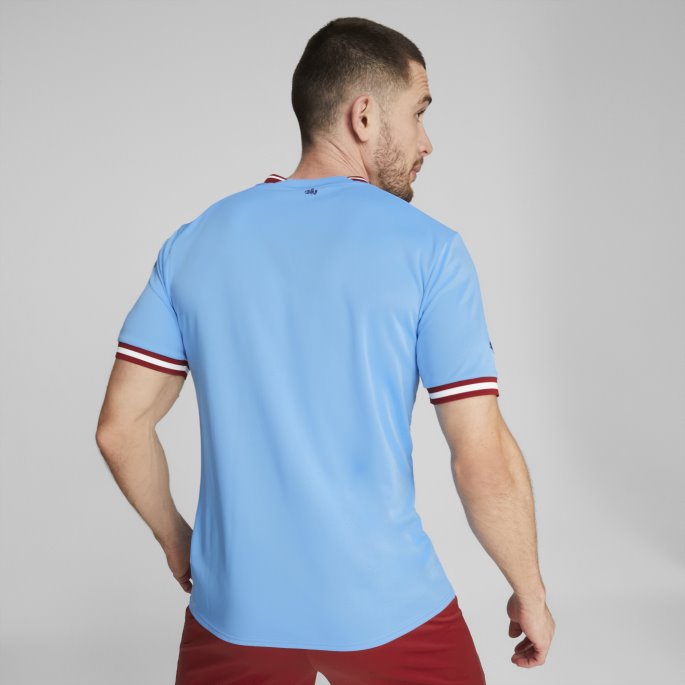 Puma På Salg Team Lys Blå-intens Rød Manchester City F.c. Hjemme 22-23 Replika Jersey Menn