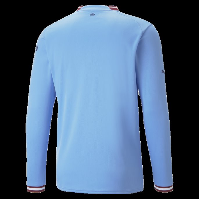 Puma På Salg Team Lys Blå-intens Rød Manchester City F.c. Hjemme 22-23 Langermet Replika Jersey Herre