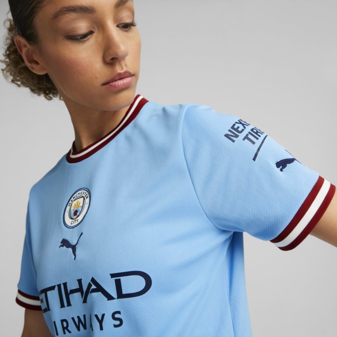 Team Lys Blå-intens Rød Puma På Salg Manchester City F.c. Hjemme 22-23 Replika Jersey Kvinner