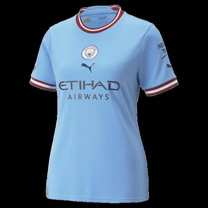 Team Lys Blå-intens Rød Puma På Salg Manchester City F.c. Hjemme 22-23 Replika Jersey Kvinner