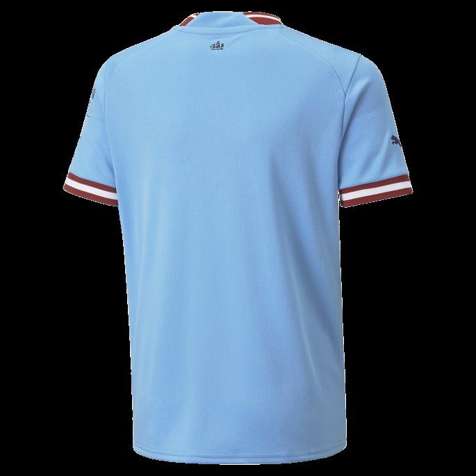 Team Lys Blå-intens Rød Puma På Salg Manchester City F.c. Hjemme 22-23 Replika Ungdomstrøye