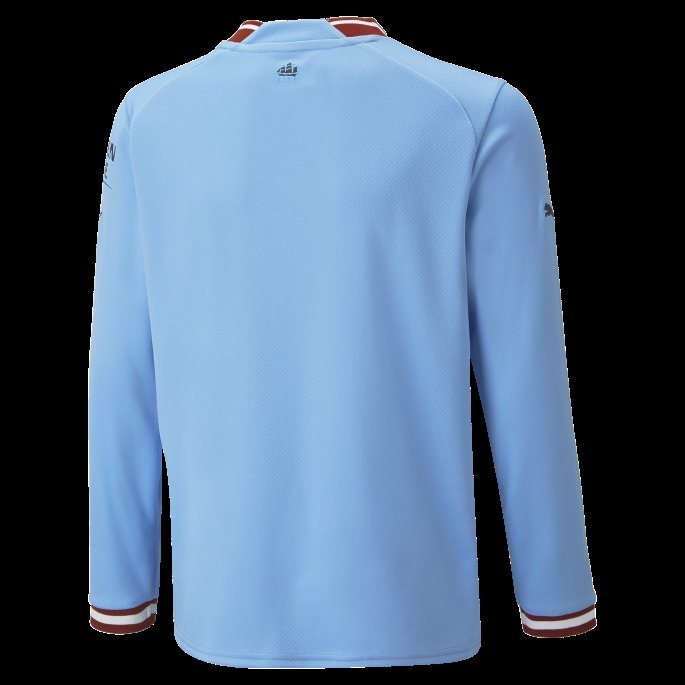 Manchester City F.c. Hjemme 22-23 Replika Langermet Jersey Ungdomslag Lys Blå-intens Rød Puma På Salg