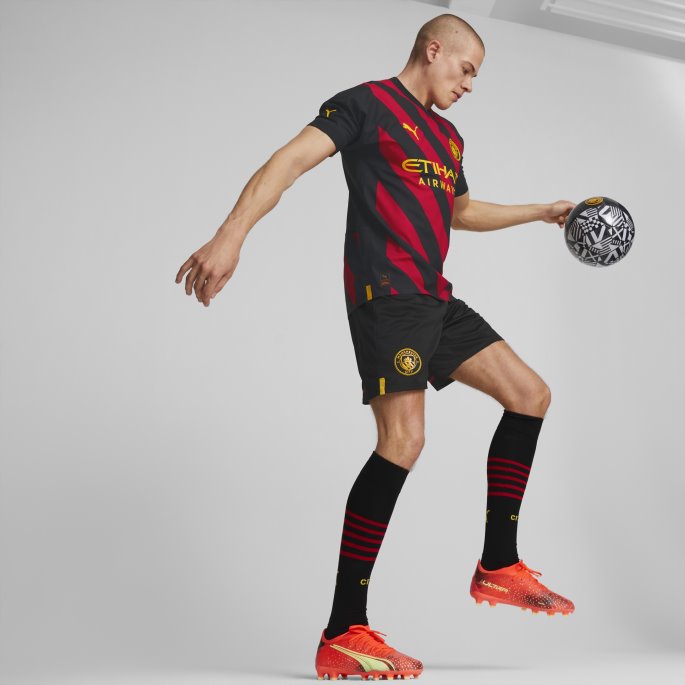 Svart-tango Rød Puma På Salg Manchester City F.c. Borte 22-23 Autentiske Jersey Herrer