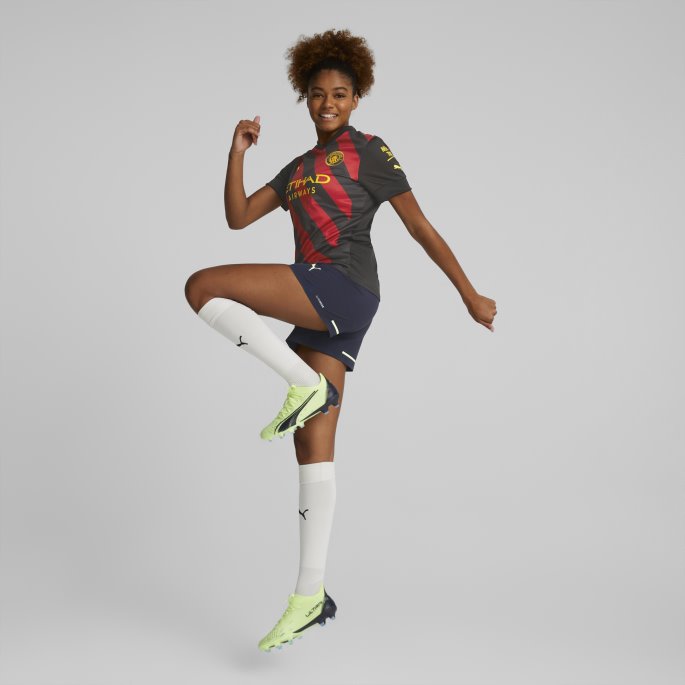Puma På Salg Svart-tango Rød Manchester City F.c. Borte 22-23 Replika Jersey Kvinner