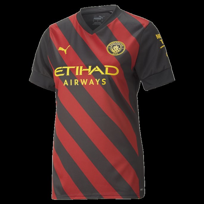 Puma På Salg Svart-tango Rød Manchester City F.c. Borte 22-23 Replika Jersey Kvinner