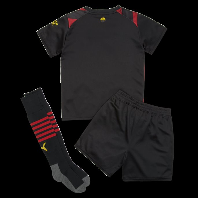 Manchester City F.c. Borte 22-23 Mini Kit Puma På Tilbud Svart-tango Rød