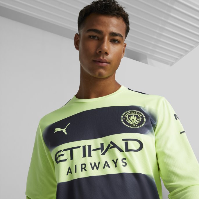 Manchester City F.c. Tredje 22-23 Replika Langermet Jersey Menn Puma På Salg Brusende Lys-parisisk Natt