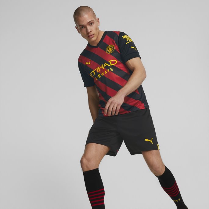 Svart-tango Rød Puma På Salg Manchester City F.c. 22-23 Replica Shorts Menn