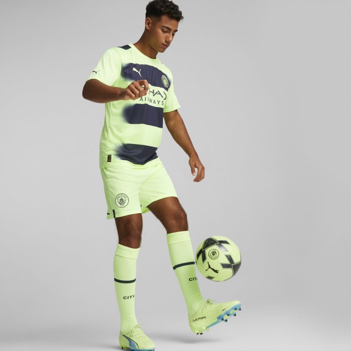 Manchester City F.c. 22-23 Replica Shorts Menn Puma På Salg Brusende Lys-parisisk Natt