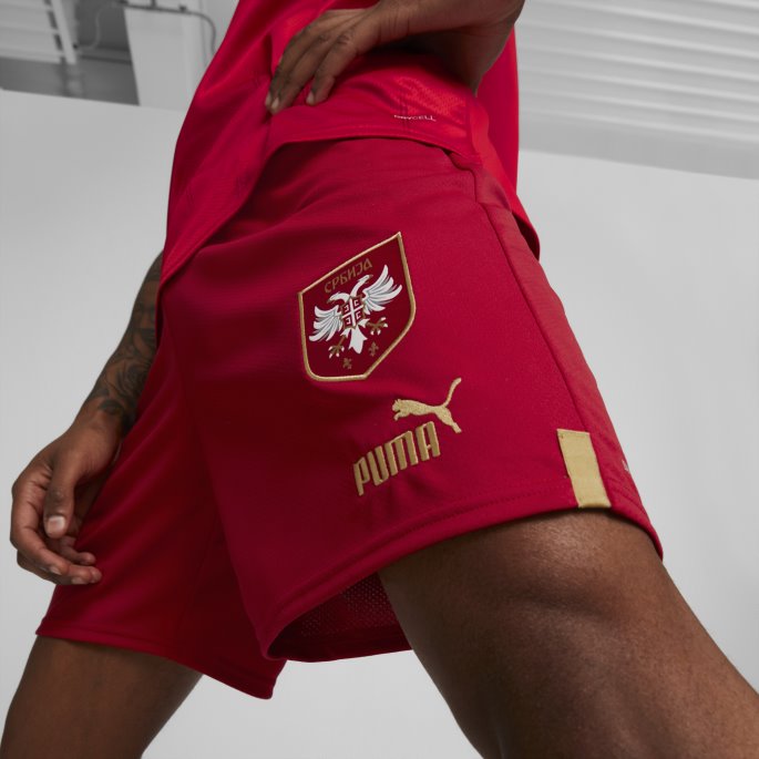 Chili Pepper-seier Gull Serbia 22-23 Replica Shorts Menn Puma På Salg