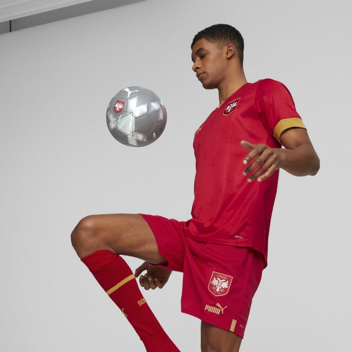 Chili Pepper-seier Gull Serbia 22-23 Replica Shorts Menn Puma På Salg