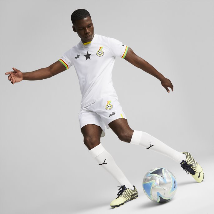 Hvit-svart Ghana Home '22-'23 Replika Herretrøye Puma På Salg