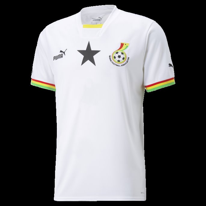 Ghana Home 22-23 Replica Jersey Herre Hvit-svart Puma På Salg
