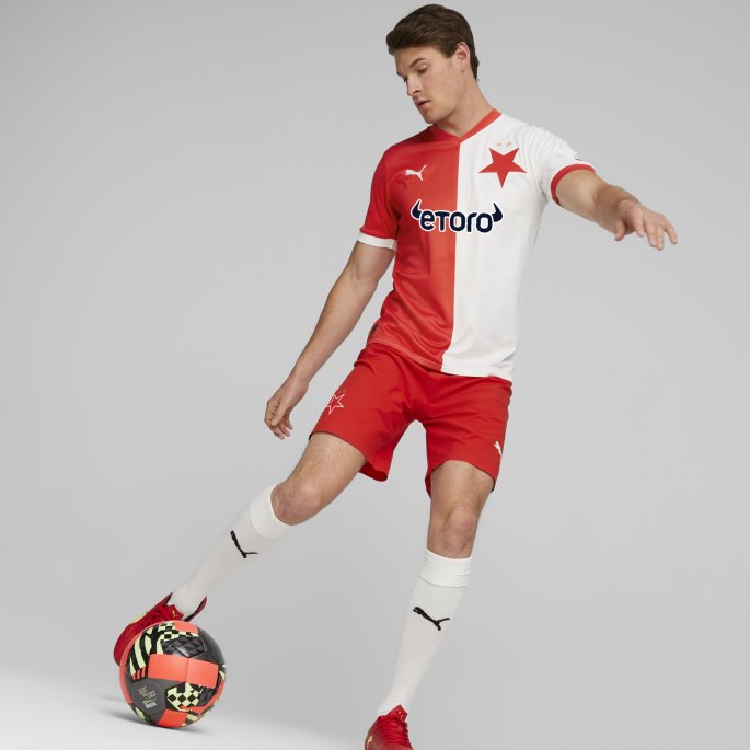 Puma På Tilbud Sk Slavia Praha Hjemme 22-23 Kopi Jersey Herre Hvit-rød