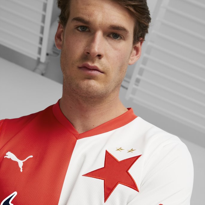 Puma På Tilbud Sk Slavia Praha Hjemme 22-23 Kopi Jersey Herre Hvit-rød