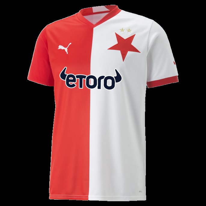 Puma På Tilbud Sk Slavia Praha Hjemme 22-23 Kopi Jersey Herre Hvit-rød
