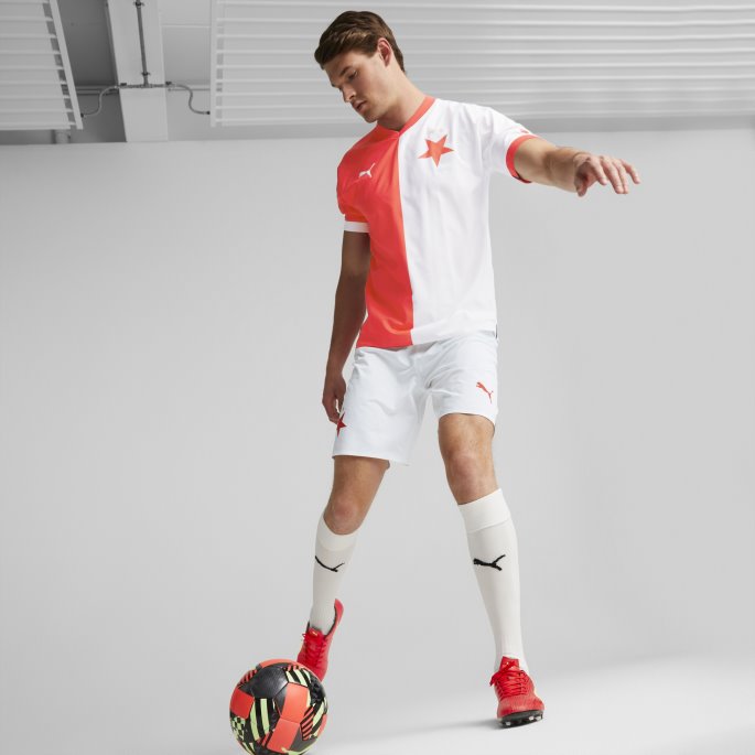 Sk Slavia Praha 22-23 Promo Shorts Herre Hvit-rød Puma På Salg
