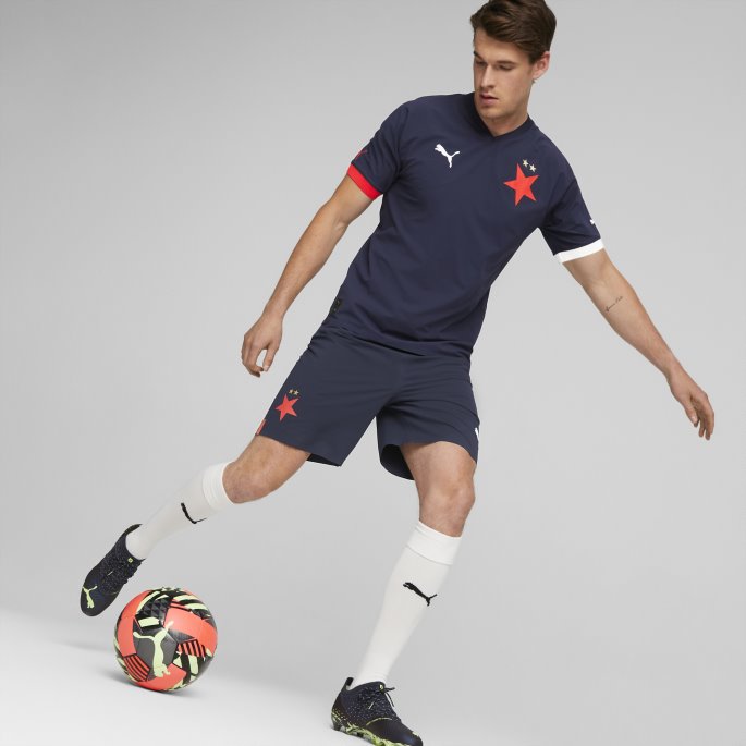 Puma På Tilbud Sk Slavia Praha 22-23 Promo Shorts Herre Peacoat-hvit