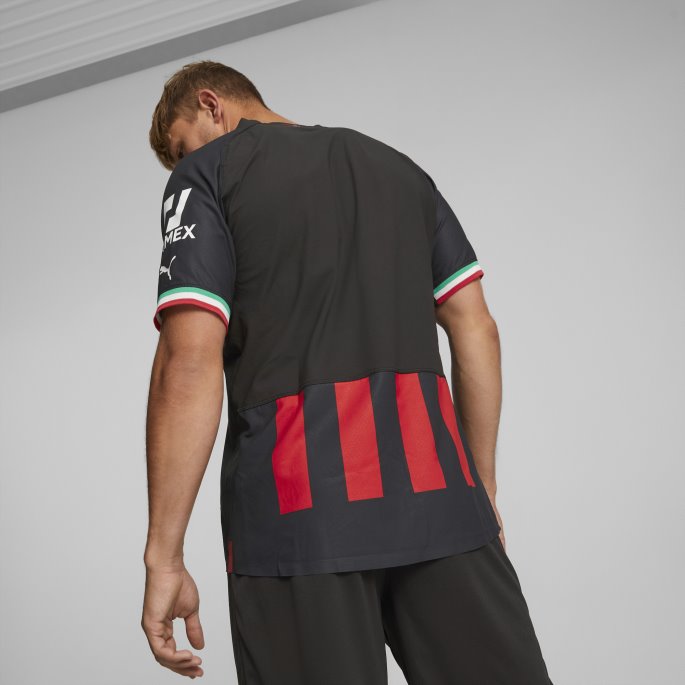 Svart-tango Rød Puma På Salg A.c. Milan Hjemme 22-23 Autentisk Jersey Menn