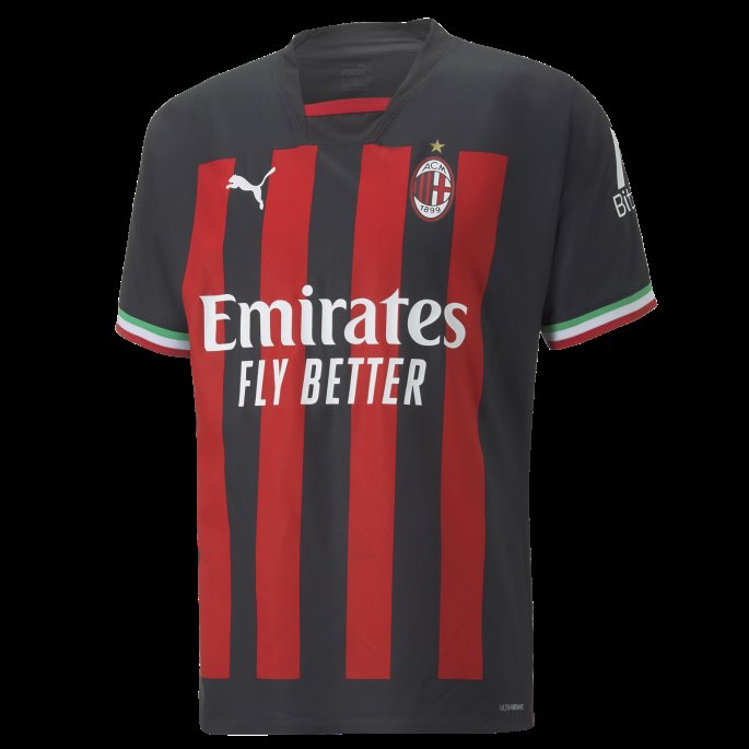 Svart-tango Rød Puma På Salg A.c. Milan Hjemme 22-23 Autentisk Jersey Menn