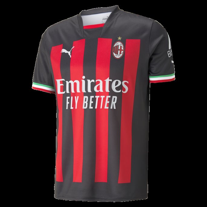 Puma På Tilbud Svart-tango Rød A.c. Milan Hjemme 22-23 Replika Fotballdrakt Menn