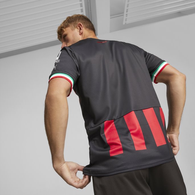 A.c. Milan Home 22-23 Replica Fotballdrakt Menn Puma På Tilbud Svart-tango Rød