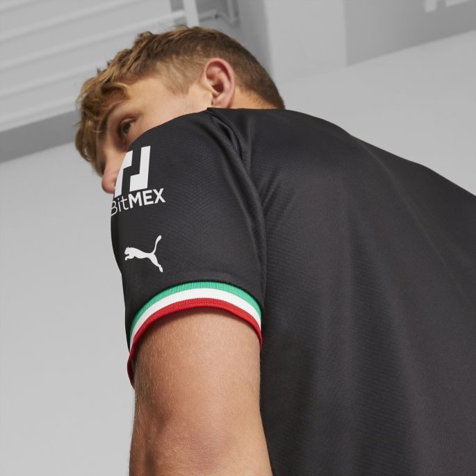 A.c. Milan Home 22-23 Replica Fotballdrakt Menn Puma På Tilbud Svart-tango Rød