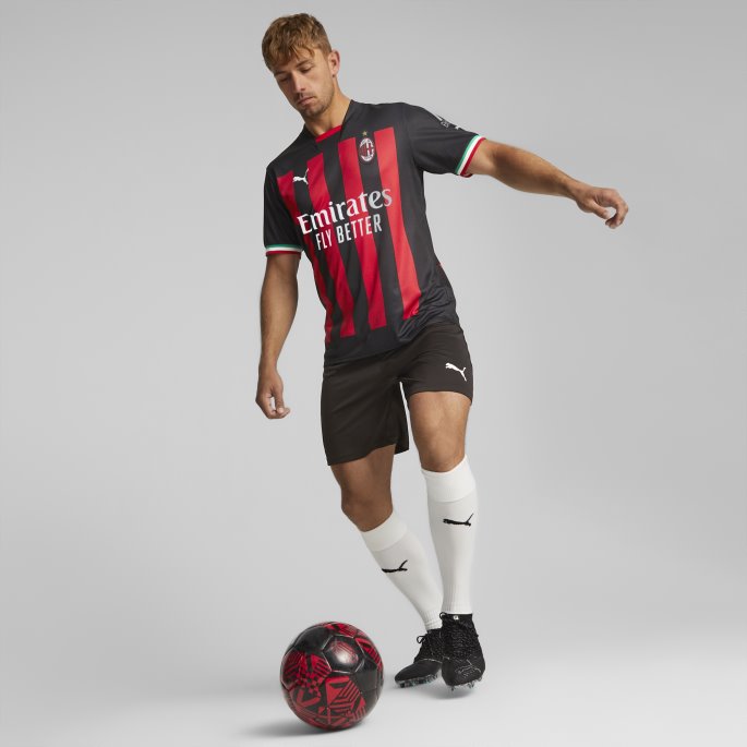 A.c. Milan Home 22-23 Replica Fotballdrakt Menn Puma På Tilbud Svart-tango Rød