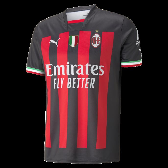 A.c. Milan Home 22-23 Replica Fotballdrakt Menn Puma På Tilbud Svart-tango Rød