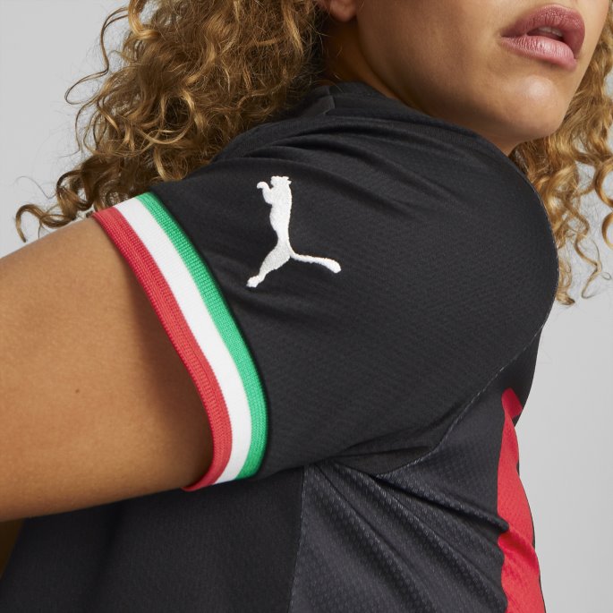 Puma På Salg A.c. Milan Hjemme 22-23 Replica Jersey Kvinner Svart-tango Rød